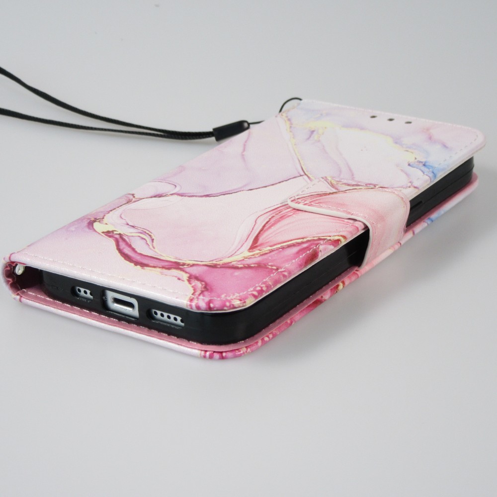Fourre iPhone 13 Pro - Flip Wallet Liquid Color avec fermeture à aimant - Liquid Rose