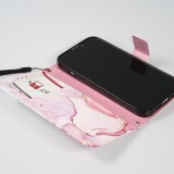 Fourre iPhone 13 Pro - Flip Wallet Liquid Color avec fermeture à aimant - Liquid Rose