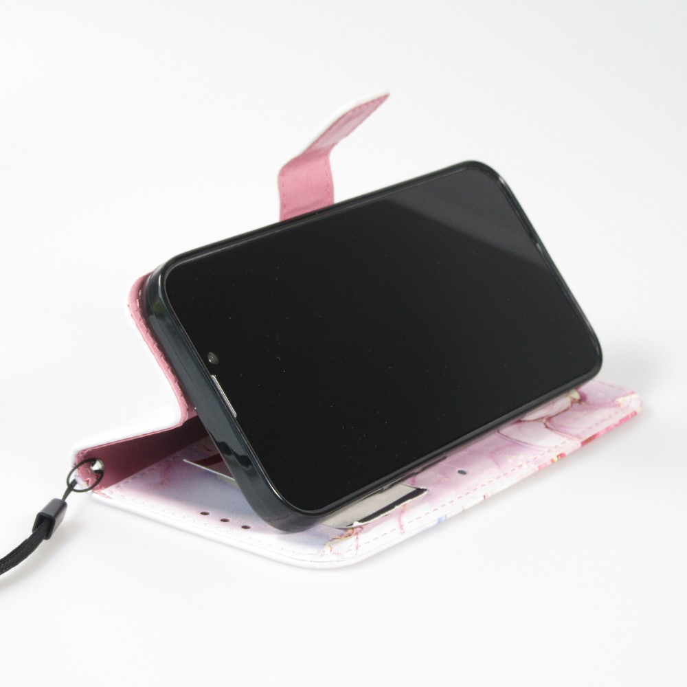 Fourre iPhone 13 Pro - Flip Wallet Liquid Color avec fermeture à aimant - Liquid Rose