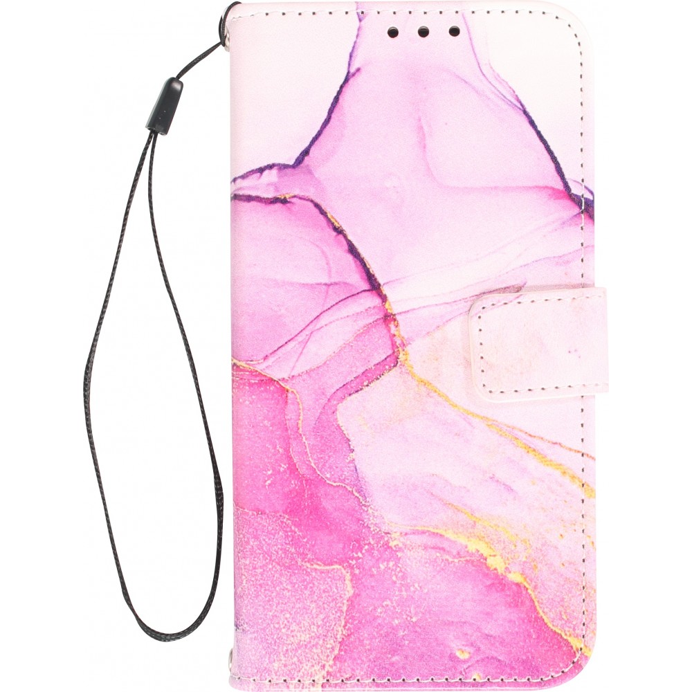 Fourre iPhone 13 Pro - Flip Wallet Liquid Color avec fermeture à aimant - Purple Sunset