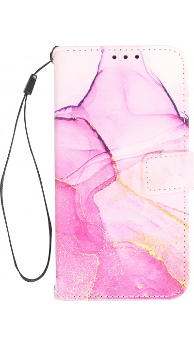 Fourre iPhone 13 Pro - Flip Wallet Liquid Color avec fermeture à aimant - Purple Sunset