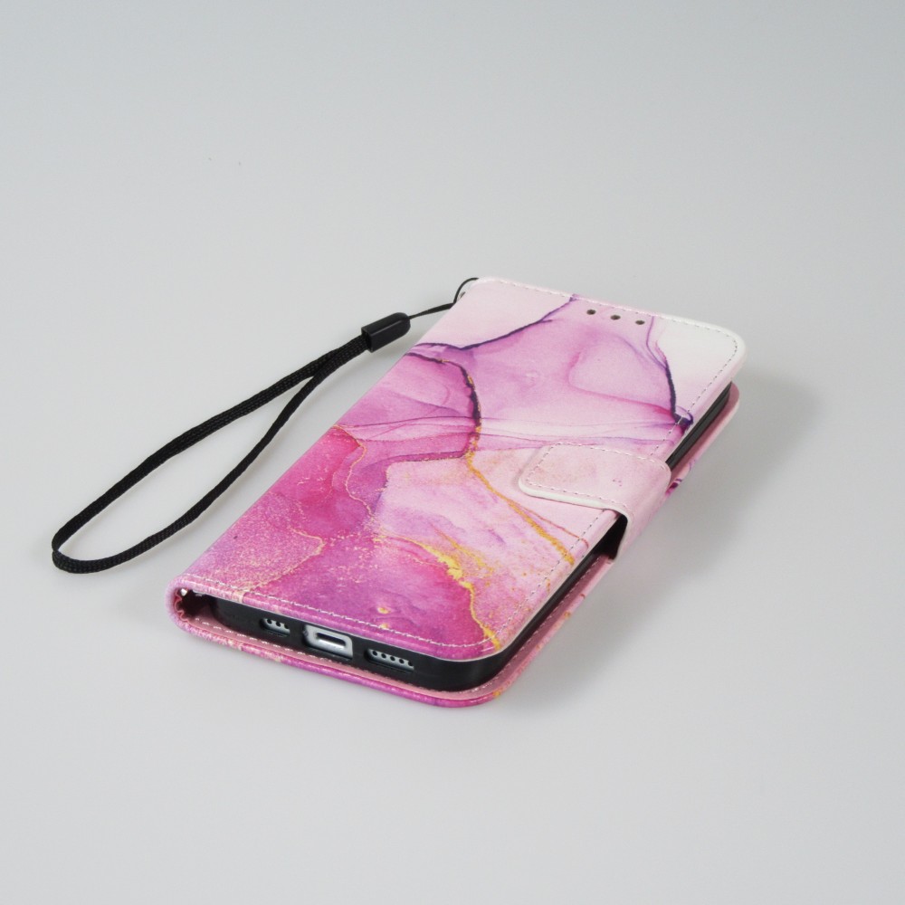 Fourre iPhone 12 / 12 Pro - Flip Wallet Liquid Color avec fermeture à aimant - Purple Sunset