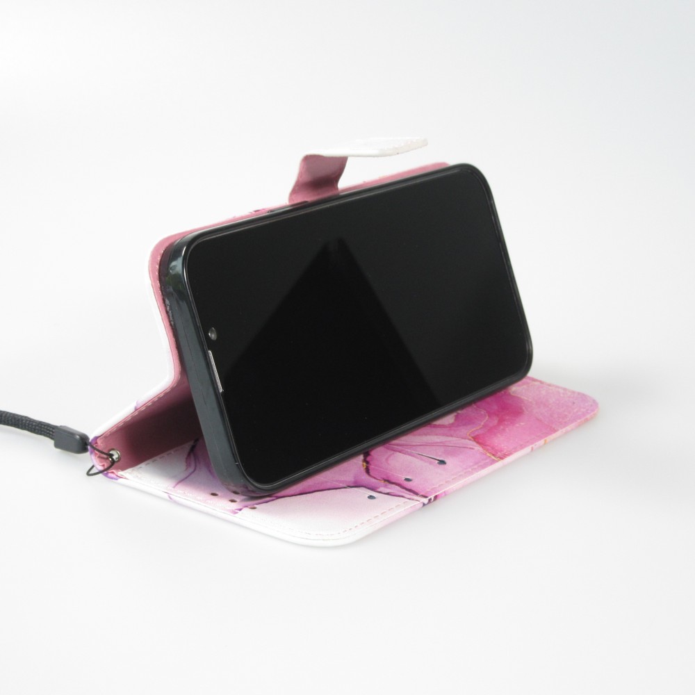 Fourre iPhone 13 Pro - Flip Wallet Liquid Color avec fermeture à aimant - Purple Sunset