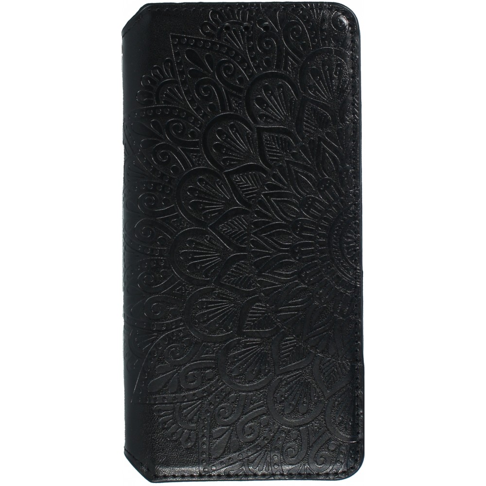 iPhone 13 Case Hülle - Flip Wallet Fashion künstlerisches Mandala Design - Schwarz