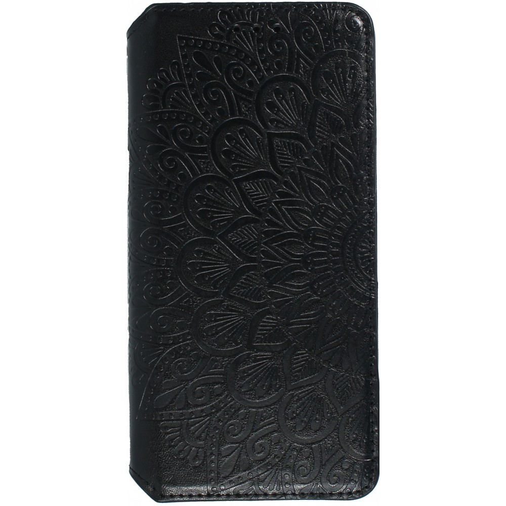 Fourre iPhone 13 Pro Max - Flip Wallet fashion mandala design artistique - Noir