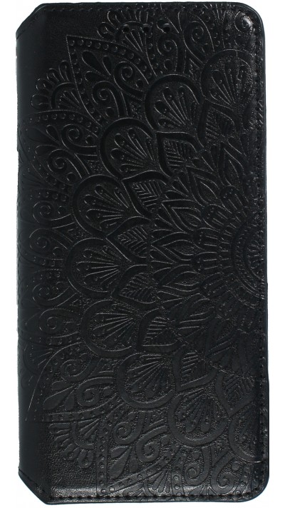 Fourre iPhone 13 Pro - Flip Wallet fashion mandala design artistique - Noir