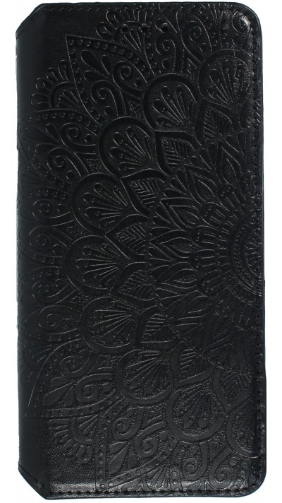 iPhone 13 Pro Case Hülle - Flip Wallet Fashion künstlerisches Mandala Design - Schwarz