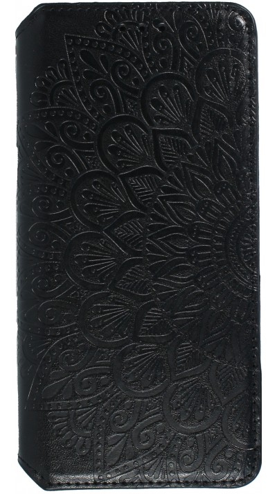 Fourre iPhone 13 - Flip Wallet fashion mandala design artistique - Noir