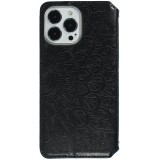 Fourre iPhone 13 Pro Max - Flip Wallet fashion mandala design artistique - Noir