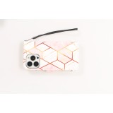 Fourre iPhone 12 / 12 Pro - Flip Wallet marble geometric lines avec fermeture à aimant - Rose