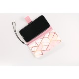 iPhone 13 Pro Max Case Hülle - Flip Wallet marmor geometric lines mit Magnet Verschluss - Rosa