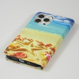 iPhone 13 Pro Case Hülle - Premium Wallet Flip-Magnetverschluss und Kartenfach - Beach Starfish