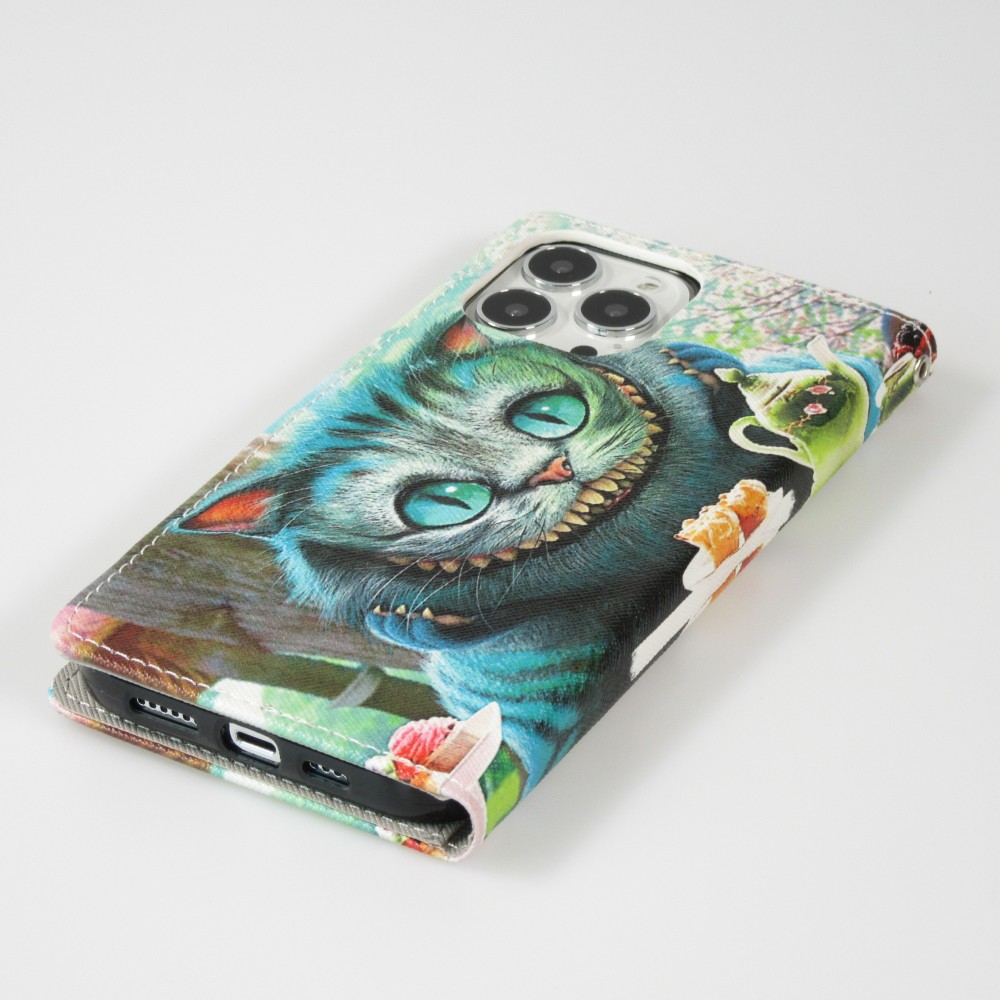 iPhone 13 Pro Max Case Hülle - Premium Wallet Flip-Magnetverschluss und Kartenfach - Cheshire Cat
