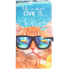 iPhone 13 Pro Max Case Hülle - Premium Wallet Flip-Magnetverschluss und Kartenfach - Cool Cat sunglasses