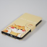 iPhone 12 / 12 Pro Case Hülle - Premium Wallet Flip-Magnetverschluss und Kartenfach - Don't touch me Shiba Inu - Orange