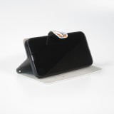 iPhone 13 Pro Max Case Hülle - Premium Wallet Flip-Magnetverschluss und Kartenfach - Professor Fox - Weiss