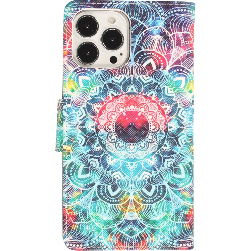 iPhone 13 Pro Max Case Hülle - Premium Wallet Flip-Magnetverschluss und Kartenfach - Spiritual Mandala