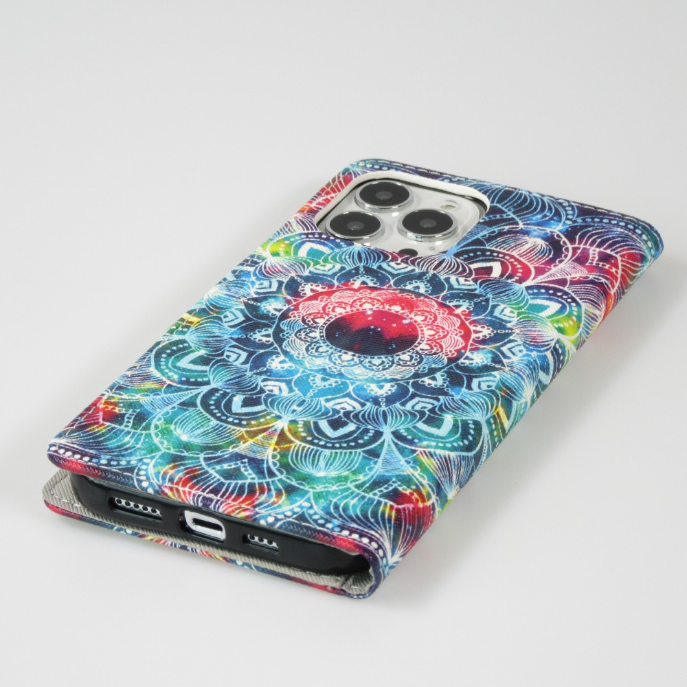 iPhone 13 Pro Max Case Hülle - Premium Wallet Flip-Magnetverschluss und Kartenfach - Spiritual Mandala