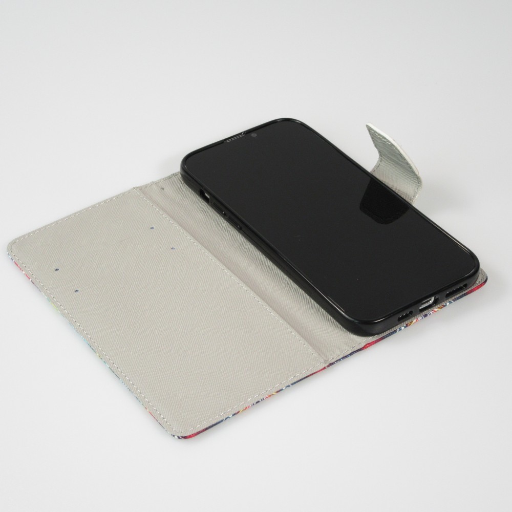 iPhone 12 / 12 Pro Case Hülle - Premium Wallet Flip-Magnetverschluss und Kartenfach - Spiritual Mandala