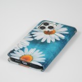 Fourre iPhone 13 Pro Max - Premium Wallet flip fermeture magnétique et porte-carte - marguerite - Bleu