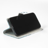 Fourre iPhone 13 Pro Max - Premium Wallet flip fermeture magnétique et porte-carte - marguerite - Bleu