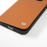 iPhone 13 Pro Case Hülle - Qialino Window Flip Echtleder - Braun