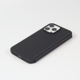 Fourre iPhone 13 Pro Max - Qialino Window Flip cuir véritable - Noir