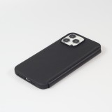 Fourre iPhone 13 Pro - Qialino Window Flip cuir véritable - Noir