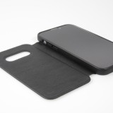 Fourre iPhone 13 Pro Max - Qialino Window Flip cuir véritable - Noir