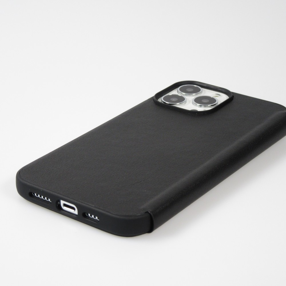 Fourre iPhone 13 Pro - Qialino Window Flip cuir véritable - Noir