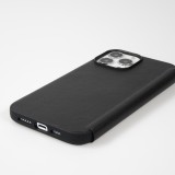 Fourre iPhone 13 Pro Max - Qialino Window Flip cuir véritable - Noir