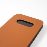 iPhone 13 Case Hülle - Qialino Window Flip Echtleder - Braun