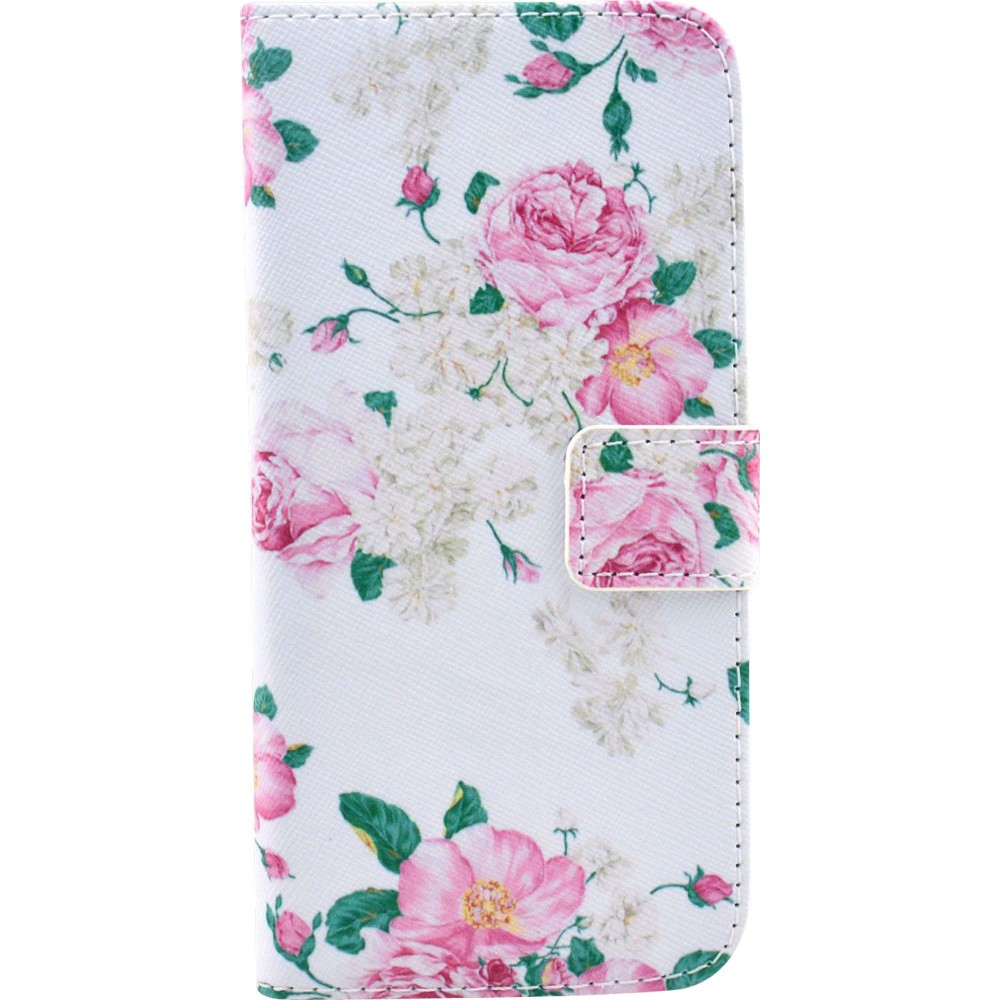 Hülle iPhone 7 Plus / 8 Plus - Flip Flower vintage - Rosa