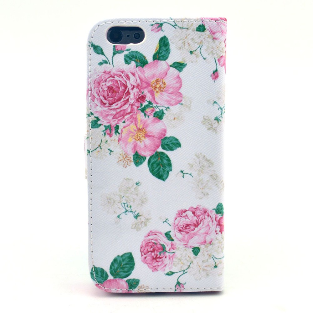 Hülle iPhone 6 Plus / 6s Plus - Flip Flower vintage - Rosa