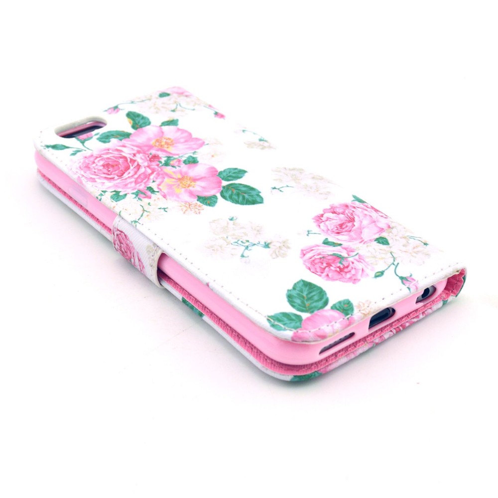 Fourre iPhone 7 Plus / 8 Plus - Flip Flower vintage - Rose