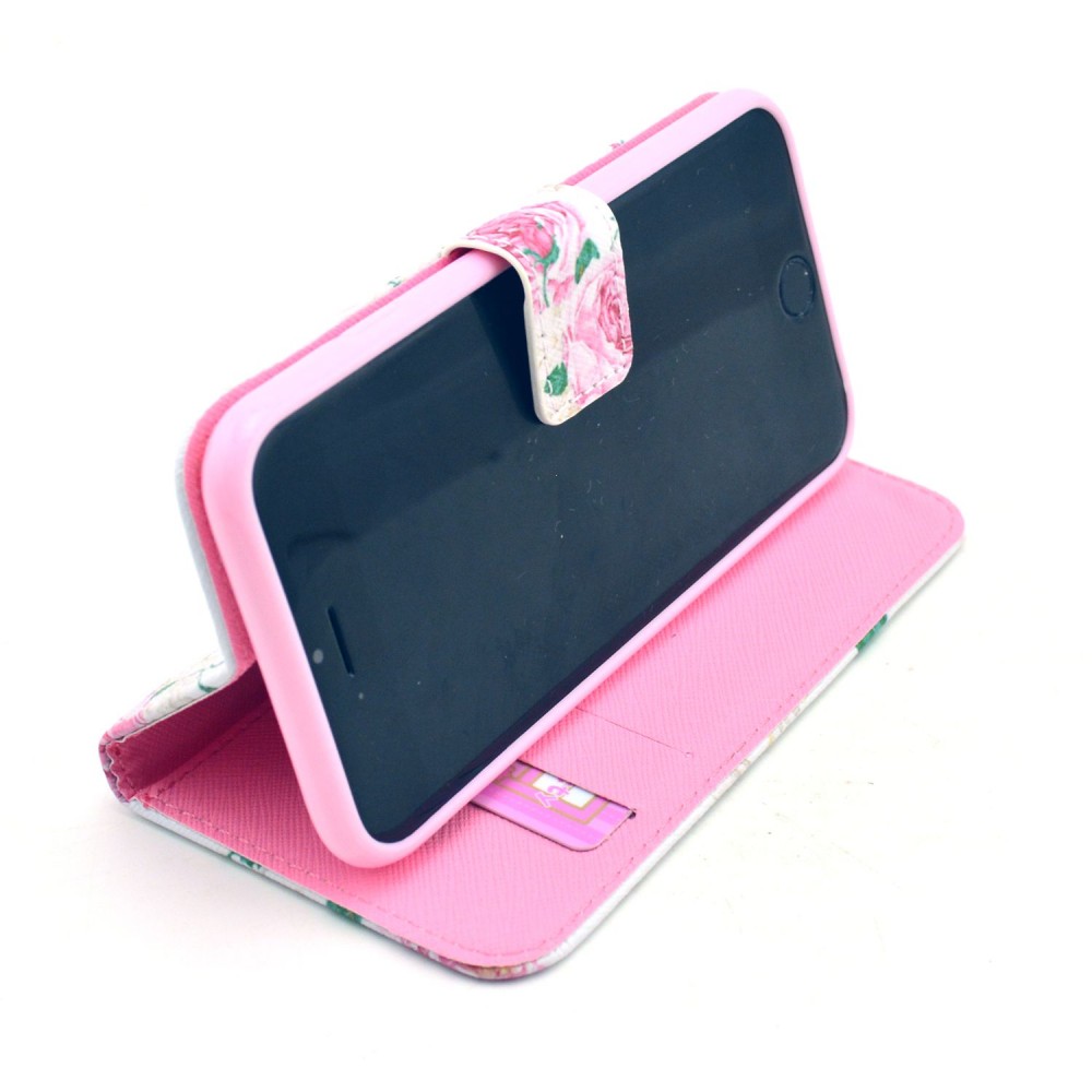 Fourre iPhone 6 Plus / 6s Plus - Flip Flower vintage - Rose