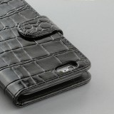 Fourre iPhone 7 / 8 / SE (2020, 2022) - Flip crocodile - Noir