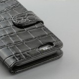 Fourre iPhone 6 Plus / 6s Plus - Flip croco - Noir