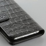 Fourre iPhone Xs Max - Flip croco - Noir