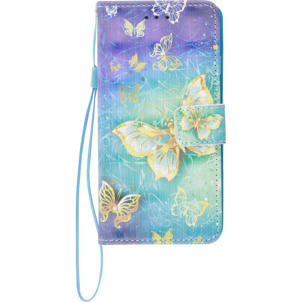 Hülle iPhone 6/6s - Flip 3D goldene Schmetterlinge