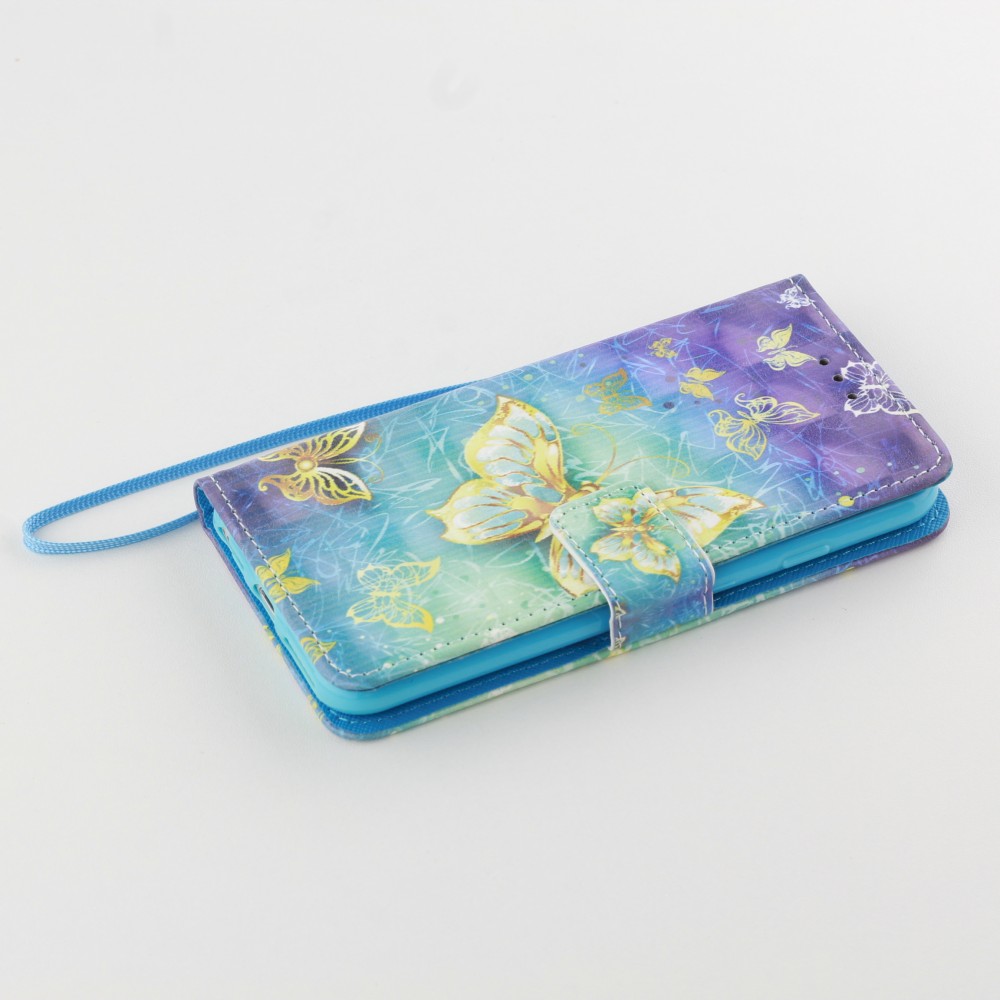 Hülle iPhone 6/6s - Flip 3D goldene Schmetterlinge