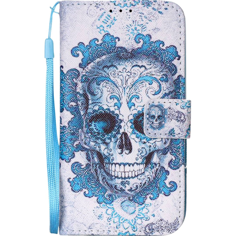 Fourre iPhone Xs Max - Flip Skull - Bleu clair