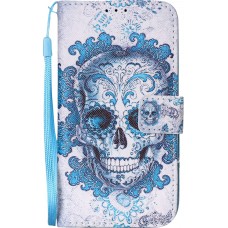 Fourre iPhone Xs Max - Flip Skull - Bleu clair