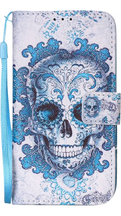 Fourre iPhone Xs Max - Flip Skull - Bleu clair