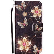 Fourre iPhone Xs Max - Flip papillons brun - Or