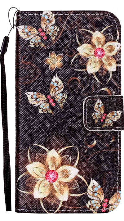 Fourre iPhone 6 Plus / 6s Plus - Flip papillons brun - Or