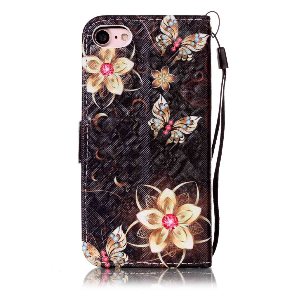 Fourre iPhone Xs Max - Flip papillons brun - Or