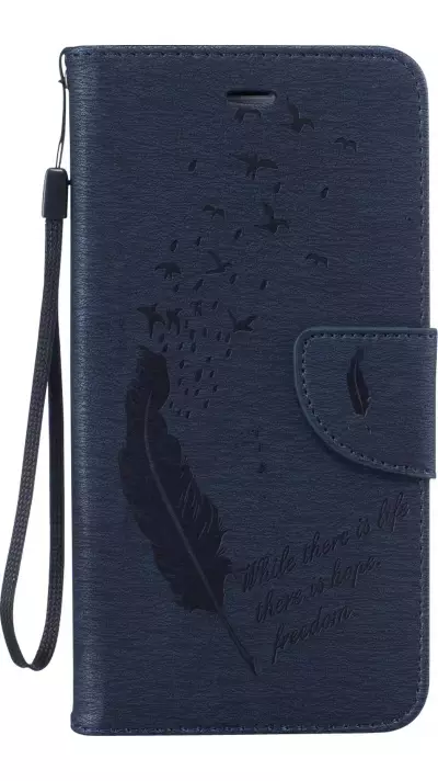 Fourre iPhone 6/6s - Flip plume freedom - Bleu foncé