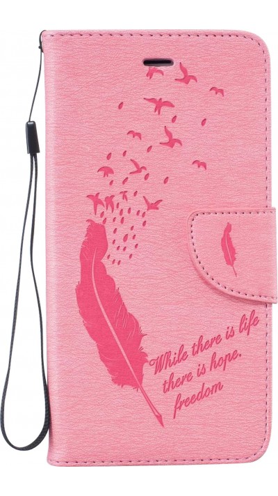 Fourre iPhone 7 / 8 / SE (2020, 2022) - Flip plume freedom - Rose clair