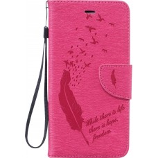 Fourre iPhone 7 / 8 / SE (2020, 2022) - Flip plume freedom - Rose foncé